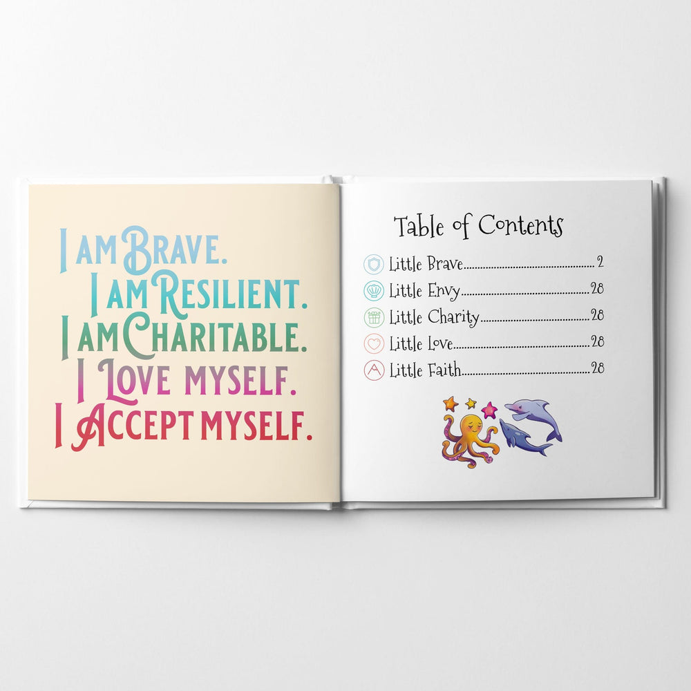 Positive affirmations and table of contents of The Little Virtues Compilation Volume One