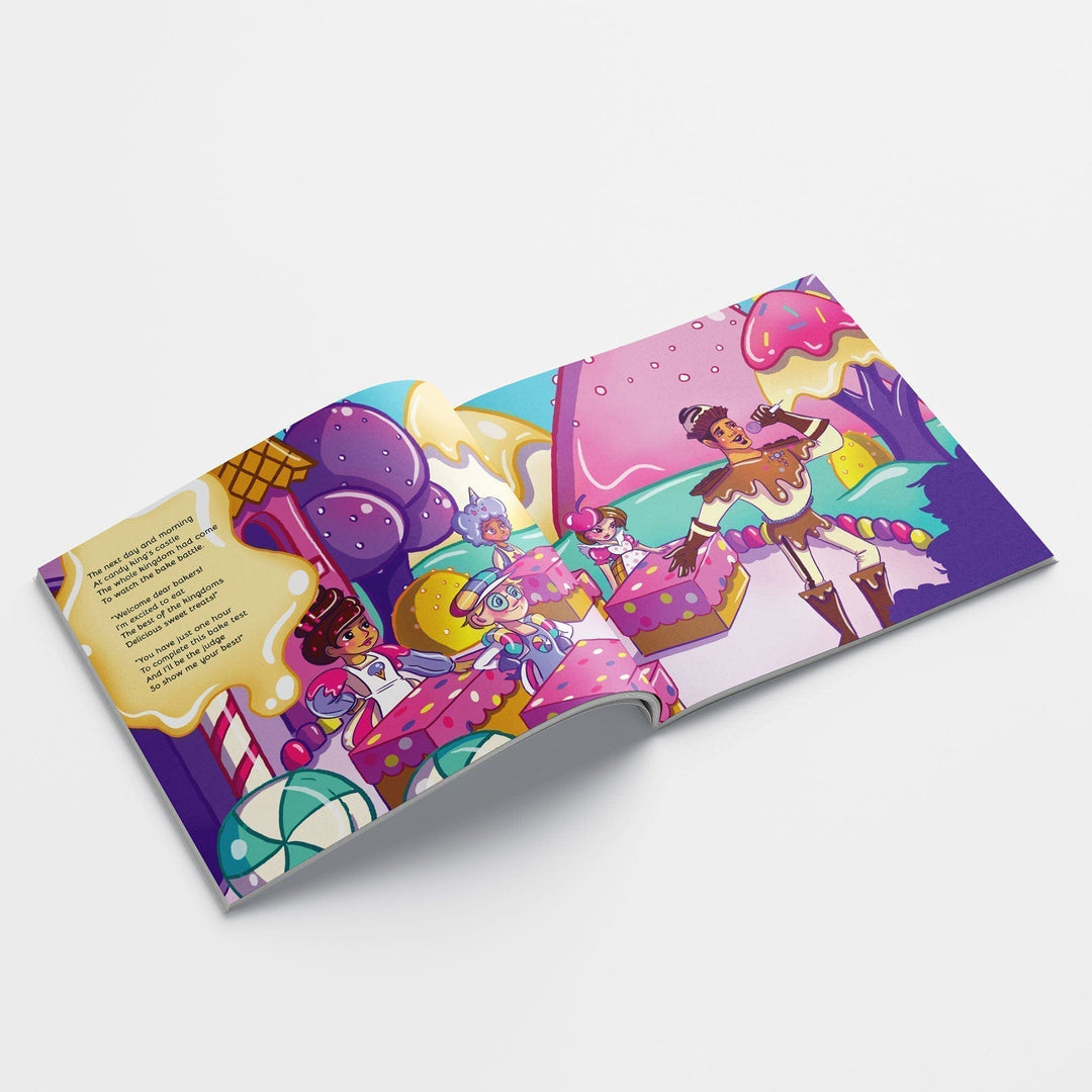 Inside spread of children's book Little Honest of a baking competition