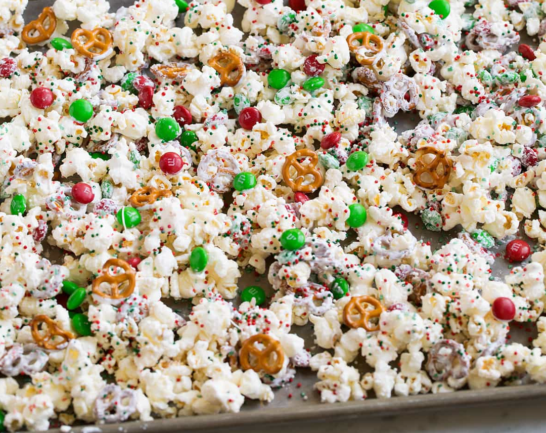 Fun & Festive White Chocolate Popcorn Mix