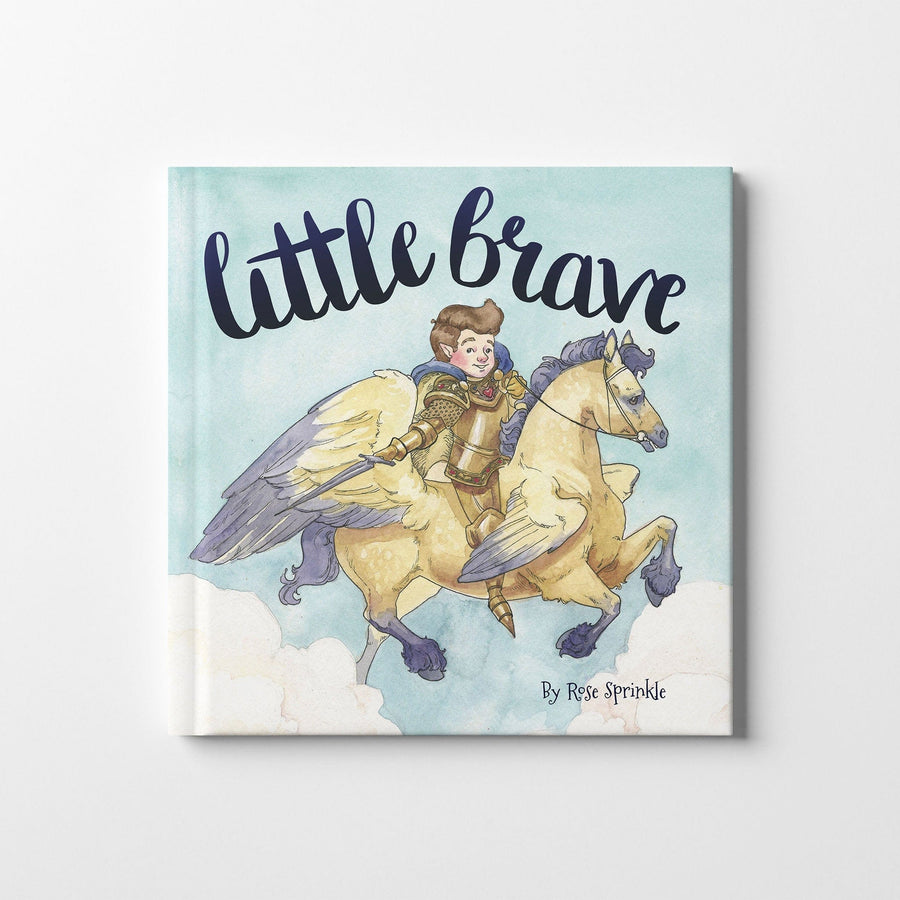 The cover of children's book Little Brave with a knight on his horse